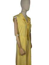 Load image into Gallery viewer, Original 1930's Lemon Yellow Silk Dress with Pretty Tie Neck - Bust 34 36 *