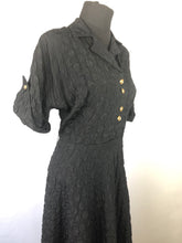 Load image into Gallery viewer, 1950s Black Cocktail Dress with Gold Buttons - B38