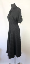 Load image into Gallery viewer, 1950s Black Cocktail Dress with Gold Buttons - B38