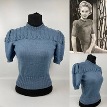 Load image into Gallery viewer, 1940s Reproduction Jumper with Harebell Design on the Yoke and Sleeve Head - Bust 33"/34"