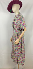 Load image into Gallery viewer, Original 1940s Green and Pink Cornucopia Floral Cotton Dress - Bust 44 46 - True Volup