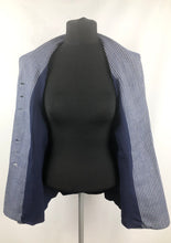 Load image into Gallery viewer, 1940s Blue and White Herringbone Stripe Wool Jacket - B38