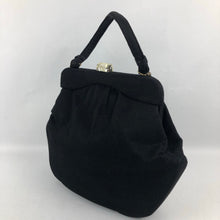 Load image into Gallery viewer, 1940s Large Black Bag Covered with Fabric