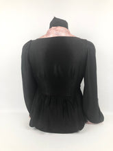Load image into Gallery viewer, 1940s Black And Pink Fitted Jacket with Pink Glass Buttons - B32