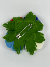 Load image into Gallery viewer, 1940's Felt Flower Anemone Corsage - Pretty Wartime Posy Brooch - Patriotic Red, White and Blue