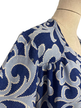 Load image into Gallery viewer, Wounded But Wearable Original 1940's Volup Two Tone Blue Summer Dress in Soft Linen - Much Loved - Bust 42 44