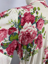 Load image into Gallery viewer, Original 1940s White Hostess Gown with Pretty Pink Rose Print - Great Maxi Dress - Bust 36" 38"