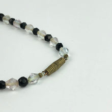 Load image into Gallery viewer, Original 1940s 1950s Black and Clear Faceted Glass Graduated Bead Necklace