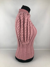 Load image into Gallery viewer, Reproduction 1940s Rib and Cable Knit Jumper in Rose Pink Acrylic - B34 35 36