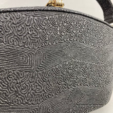 Load image into Gallery viewer, Original 1940s Black Embossed Plastic Box Bag Made to Look Like Corde