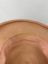 Load image into Gallery viewer, Original 1930s 1940s Soft Pink Straw Hat with Grosgrain Bow Trim