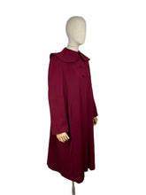 Load image into Gallery viewer, 1940s Rich Red Gaberdine Coat with Pockets - Shawl Collar - Great Swing Coat - Bust 38 40 42 *