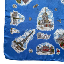 Load image into Gallery viewer, Vintage Paris Tourist Piece Scarf with Moulin Rouge, The Eiffel Tower and More - Great Turban or Headscarf