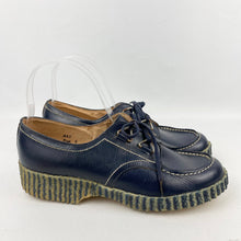 Load image into Gallery viewer, 1940's 1950's Blue Leather Lace Up Shoes with Crepe Soles - Tarnished Lace Loops - UK 5