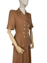 Load image into Gallery viewer, Original 1940's Warm Brown Linen Double Breasted Suit - Bust 36