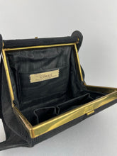 Load image into Gallery viewer, Original 1940s 1950s Black Corde Bag with Gold Tone Clasp