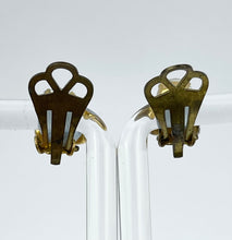 Load image into Gallery viewer, Tiny Vintage Aurora Borealis Triple Stone Clip-on Earrings