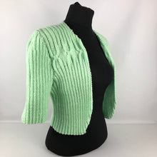 Load image into Gallery viewer, 1940s Reproduction Hand Knitted Bolero in Spring Green - B36 37 38 39 40