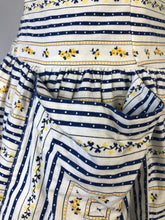 Load image into Gallery viewer, 1950s Blue and White Stripe Floral Dress - B36