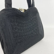 Load image into Gallery viewer, Original 1940's Black Fabric Corde Style Bag - Neat Little Bag