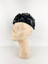 Load image into Gallery viewer, Original 1920's 1930's Black and White Crochet Beret - Cap with Sequin Trim *