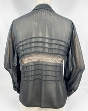 Load image into Gallery viewer, Original 1940s Black Chiffon Balloon Sleeved Blouse - Bust 34 35 36
