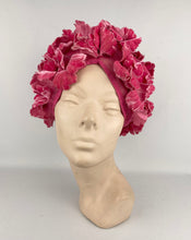 Load image into Gallery viewer, Wonderfully Bright Pink Mid 20th Century Floral Hat - Such a Fun Design *