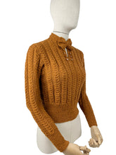 Load image into Gallery viewer, Reproduction 1930's Long Sleeved Cable Hand Knitted Jumper with Neat Bow at the Neck - Bust 33 34 35