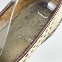 Load image into Gallery viewer, Original 1930's 1940's Brown Leather and Cream Suede Wedge Shoes With Large Bow Trim - UK 5.5 6