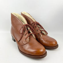 Load image into Gallery viewer, Original 1940's CC41 Liberty Tan Leather Fur Lined Boots - UK 5.5 6