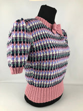 Load image into Gallery viewer, Reproduction 1940s Waffle Stripe Jumper Knitted from a Wartime Pattern - B 38 39 40 41 42