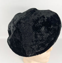 Load image into Gallery viewer, Original 1930's Inky Black Velvet Seamed Beret - Charming Little Hat