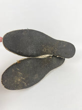 Load image into Gallery viewer, Original 1940's Make Do and Mend Homemade Summer Sandals in Crochet with Ankle Ties - UK size 5
