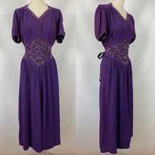 Load image into Gallery viewer, 1940s Purple Crepe Evening Dress with Sequin and Bead Detail - Bust 38 39 40