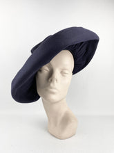 Load image into Gallery viewer, Outstanding 1940s American Made Navy Blue Pleated Felt Hat with Tassel Trim
