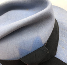 Load image into Gallery viewer, 1930s Cornflower Blue Felt Fedora Hat with Black Grosgrain Trim