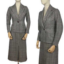 Load image into Gallery viewer, Wounded But Wearable Original 1930's Blue, Brown and Cream Check Suit - Bust 32 33