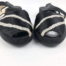 Load image into Gallery viewer, CC41 Black and Silver Satin Low Wedge Shoes - UK 6