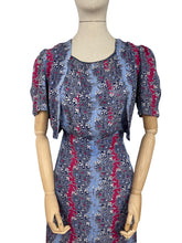 Load image into Gallery viewer, Original 1940’s Blue, White and Pink Stripe Floral Dress with Lily of the Valley - Bust 35 36 *