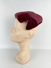 Load image into Gallery viewer, Original 1950's Burgundy Velvet and Straw Hat by Jacoll - Such a Classic Piece *