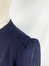 Load image into Gallery viewer, Original Late 1930s Midnight Blue Evening Coat with Embroidered Detail and Double Button Collar - Bust 34 35
