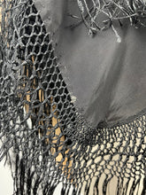 Load image into Gallery viewer, Beautiful Original 1920's 1930's Black Crepe Piano Shawl with Bold Floral Silk Embroidery and Broad