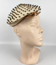 Load image into Gallery viewer, Charming Original 1950's Two Tone Beaded Felt Hat In Cream and Brown *