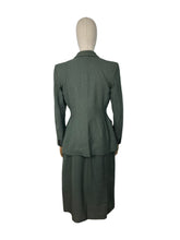 Load image into Gallery viewer, Original 1940's Green and Cream Three Piece Suit - Jacket, Skirt and Neat Little Waistcoat - Bust 36 37 38
