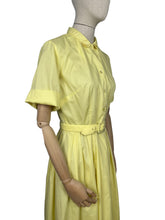 Load image into Gallery viewer, Do Not Buy Original 1950's Lightweight Cotton Day Dress in Soft Yellow - Belted - Bust 36 38 *