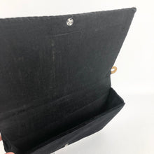 Load image into Gallery viewer, Vintage Black Velvet Evening Bag with Metallic Gold Embroidery