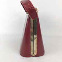 Load image into Gallery viewer, Original 1950s Burgundy Faux Leather Box Bag Made in 1953 for the Coronation