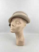 Load image into Gallery viewer, Original 1930’s Cream Felt Hat with Soft Feather Trim - Beautiful Piece *
