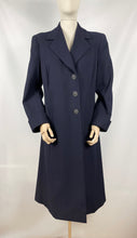 Load image into Gallery viewer, Original 1940s Blue Wool Coat with Fabulous Spiderweb Buttons - Bust 36 37 38