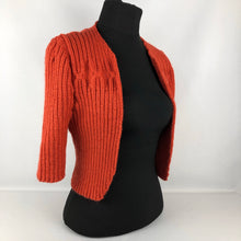Load image into Gallery viewer, 1940s Reproduction Hand Knitted Bolero in Tomato - B34 35 36